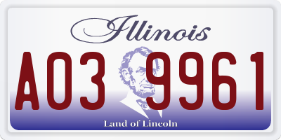 IL license plate A039961