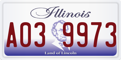 IL license plate A039973