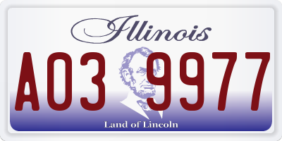 IL license plate A039977