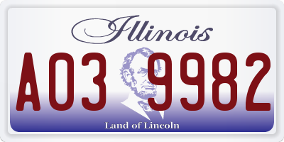 IL license plate A039982
