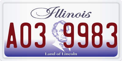 IL license plate A039983