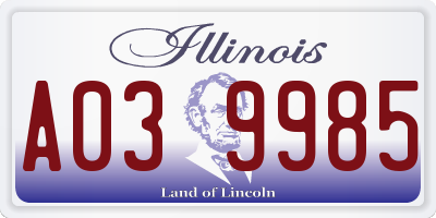 IL license plate A039985
