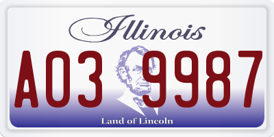 IL license plate A039987