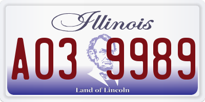 IL license plate A039989
