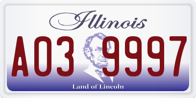 IL license plate A039997