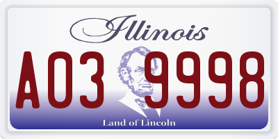 IL license plate A039998