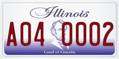 IL license plate A040002
