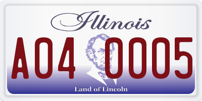 IL license plate A040005