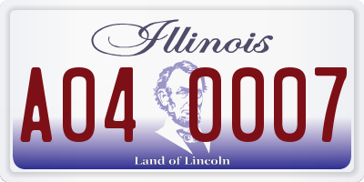 IL license plate A040007