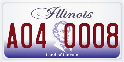 IL license plate A040008