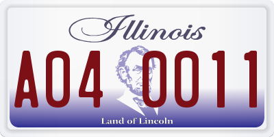 IL license plate A040011