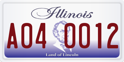 IL license plate A040012