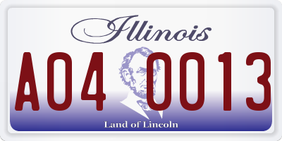 IL license plate A040013