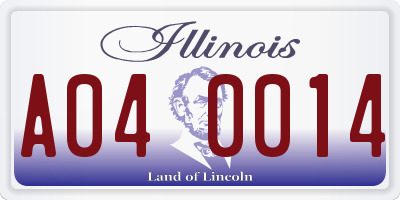 IL license plate A040014