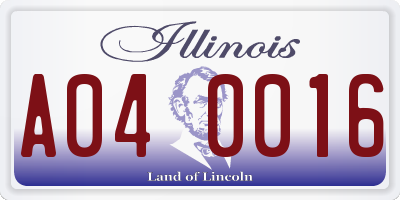 IL license plate A040016