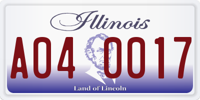 IL license plate A040017