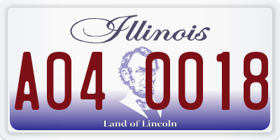 IL license plate A040018