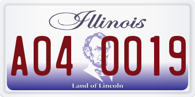 IL license plate A040019