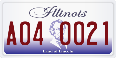 IL license plate A040021
