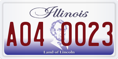 IL license plate A040023