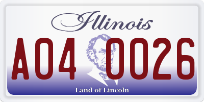 IL license plate A040026