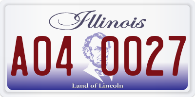 IL license plate A040027