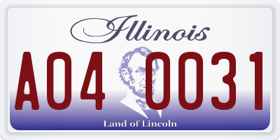 IL license plate A040031