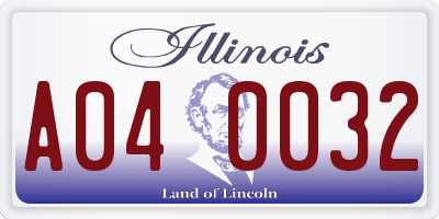 IL license plate A040032