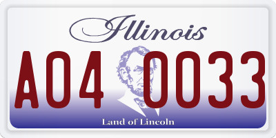 IL license plate A040033