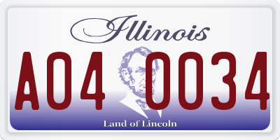 IL license plate A040034