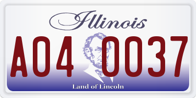 IL license plate A040037