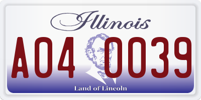 IL license plate A040039