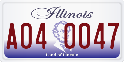 IL license plate A040047