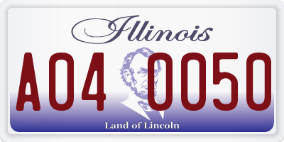 IL license plate A040050