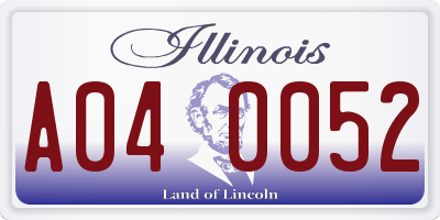 IL license plate A040052