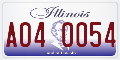 IL license plate A040054