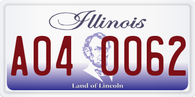 IL license plate A040062