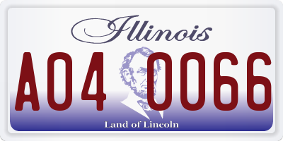 IL license plate A040066