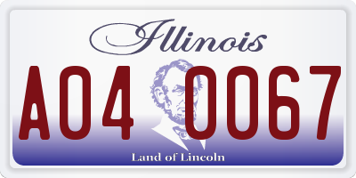 IL license plate A040067