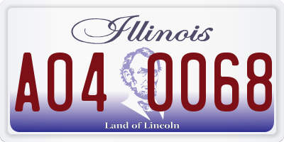 IL license plate A040068