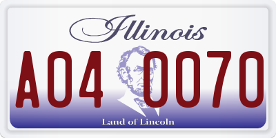 IL license plate A040070