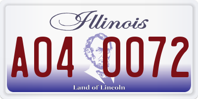 IL license plate A040072