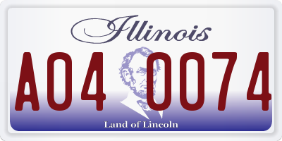 IL license plate A040074