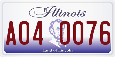 IL license plate A040076
