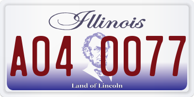 IL license plate A040077