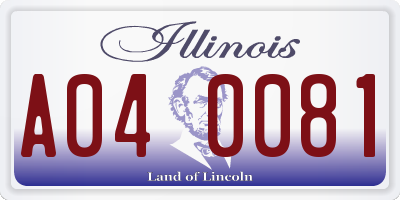 IL license plate A040081