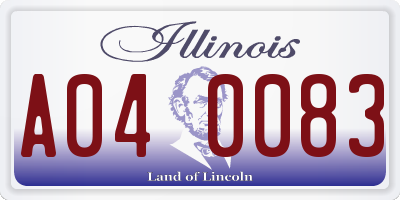 IL license plate A040083