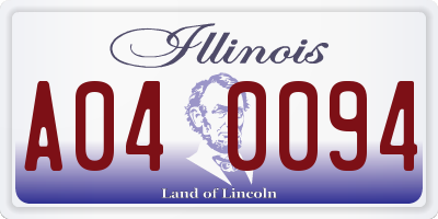 IL license plate A040094
