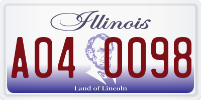 IL license plate A040098