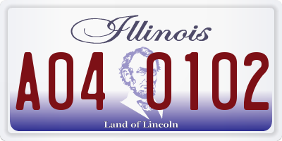IL license plate A040102